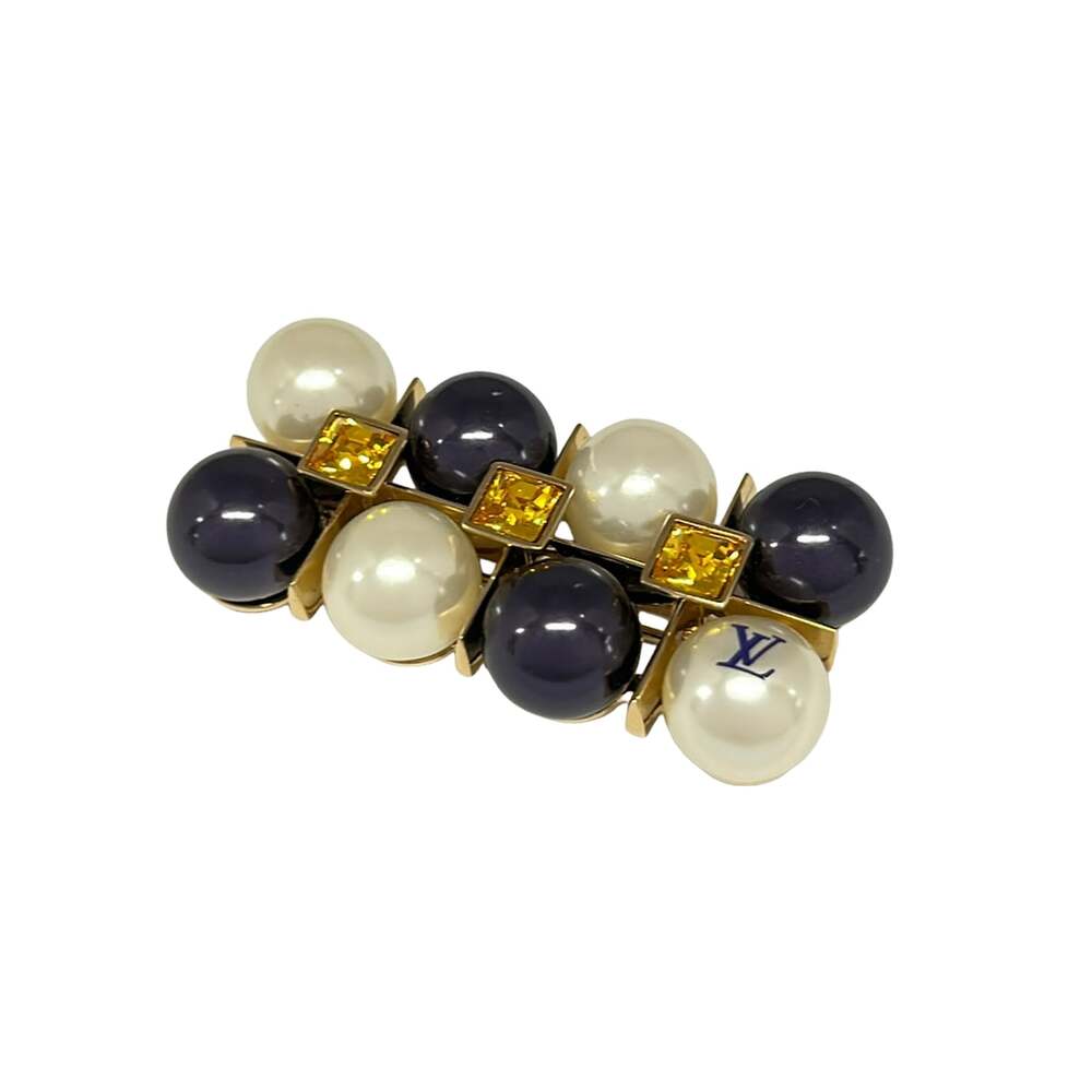 Louis Vuitton Climby River Brooch M67020 Gold White Purple Faux Pearl